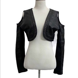 First genuine leather cropped black jacket